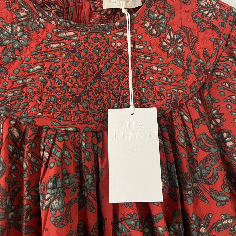 Ulla Johnson Rust-Paisley Long-Sleeve Tiered Mini Dress - Picture 8 of 9